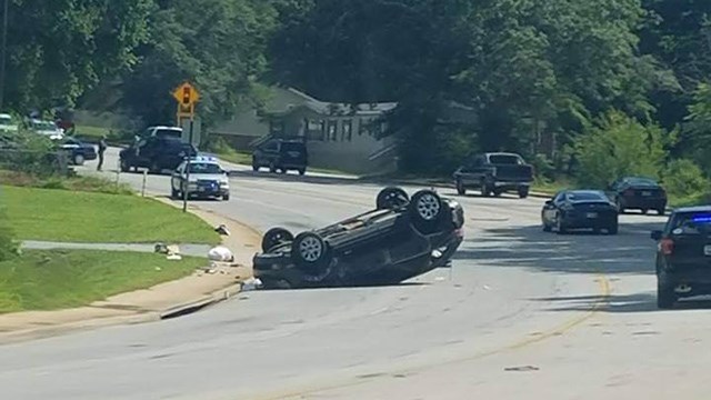 Vehicle overturned on W Blue Ridge Drive (Source: Sarah Kivett)